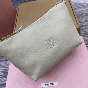 MiuMiu 5NE841 Gabardine Pouch Bag Plaster White/Chalk White - Default Title - View 5