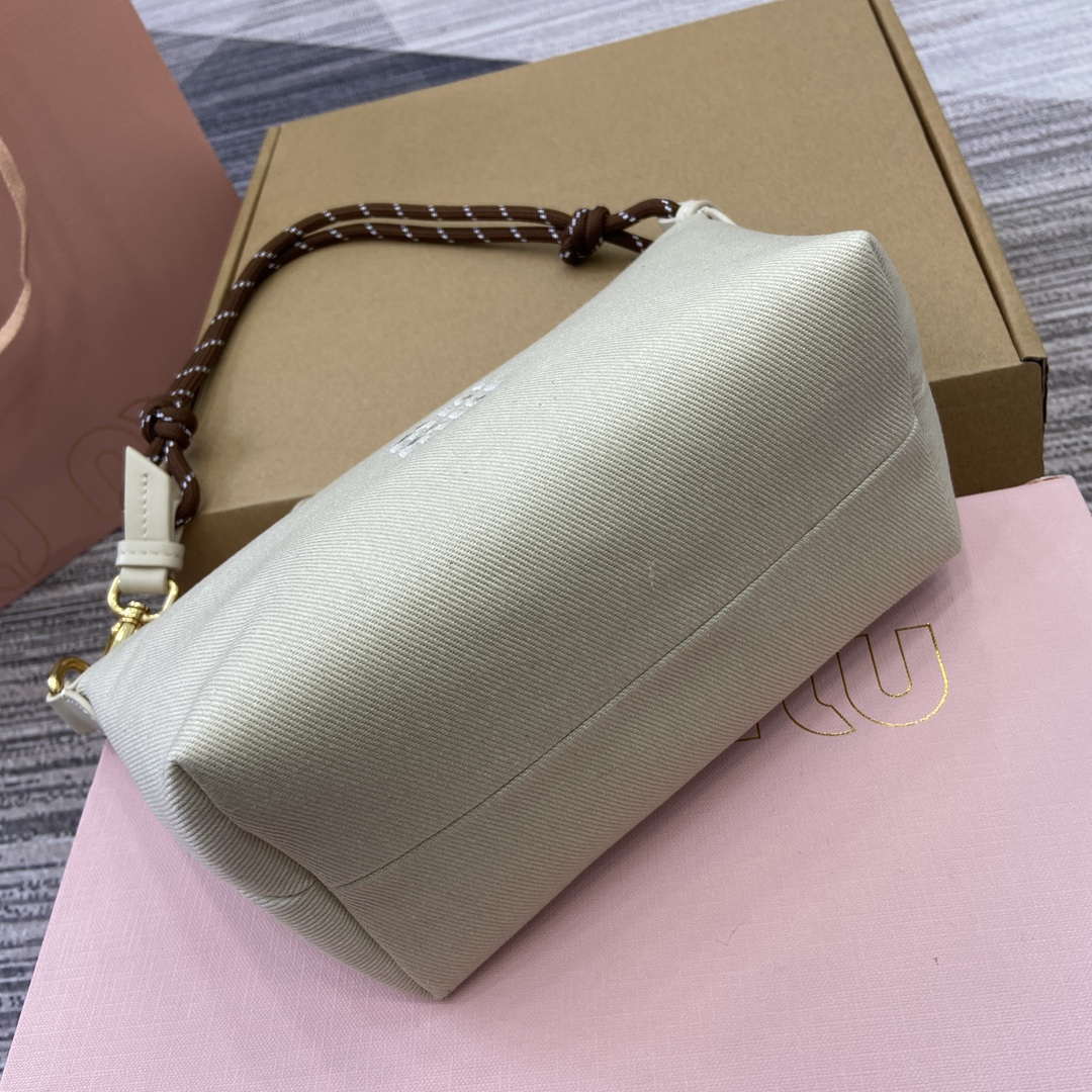 MiuMiu 5NE841 Gabardine Pouch Bag Plaster White/Chalk White
