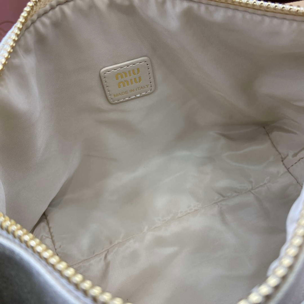 MiuMiu 5NE841 Gabardine Pouch Bag Plaster White/Chalk White