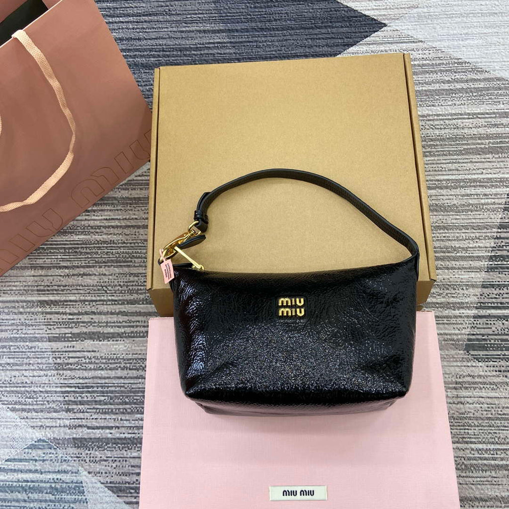 MiuMiu 5NE841 Naplak Patent Leather Pouch Bag Black