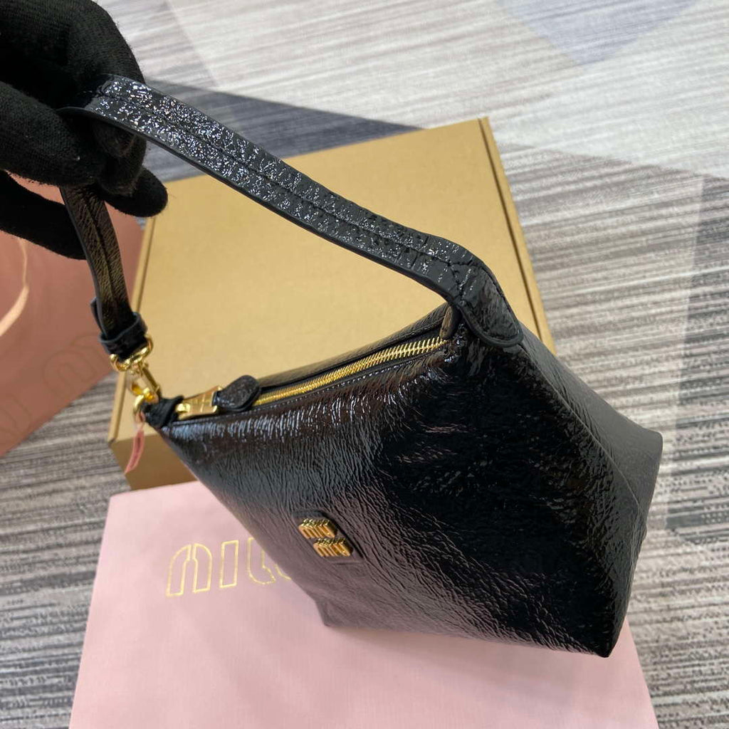 MiuMiu 5NE841 Naplak Patent Leather Pouch Bag Black