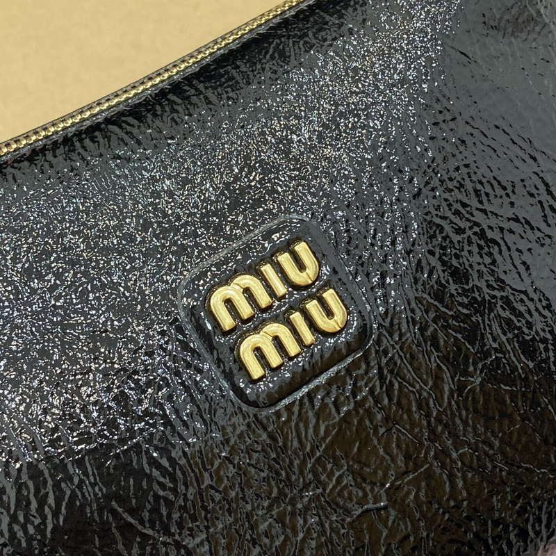MiuMiu 5NE841 Naplak Patent Leather Pouch Bag Black