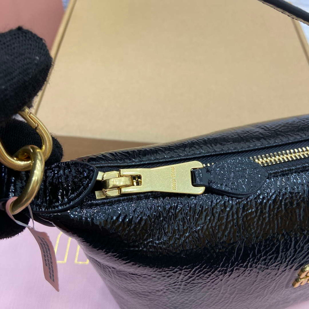 MiuMiu 5NE841 Naplak Patent Leather Pouch Bag Black