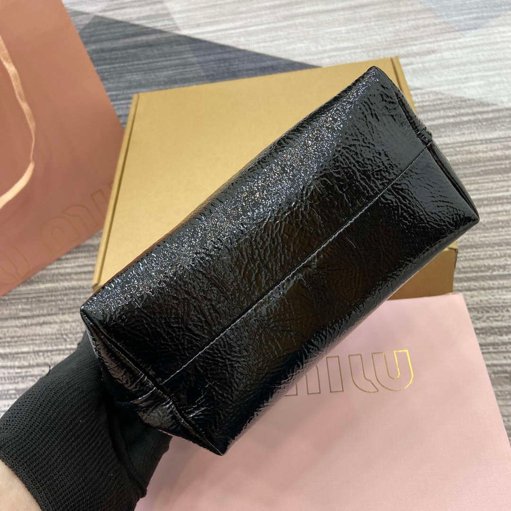 MiuMiu 5NE841 Naplak Patent Leather Pouch Bag Black