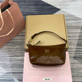 MiuMiu 5NE841 Naplak Patent Leather Pouch Bag Bronw