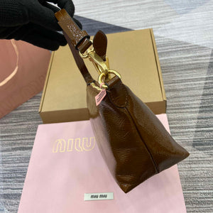 MiuMiu 5NE841 Naplak Patent Leather Pouch Bag Bronw - Default Title - View 3