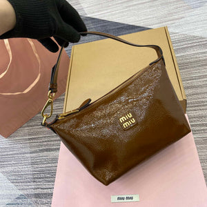 MiuMiu 5NE841 Naplak Patent Leather Pouch Bag Bronw - Default Title - View 5