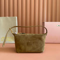 MiuMiu 5NE841 Spirit suede pouch Camel