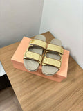 MiuMiu 5X133E Women's Sporty raffia-effect woven fabric sandals Miu8004