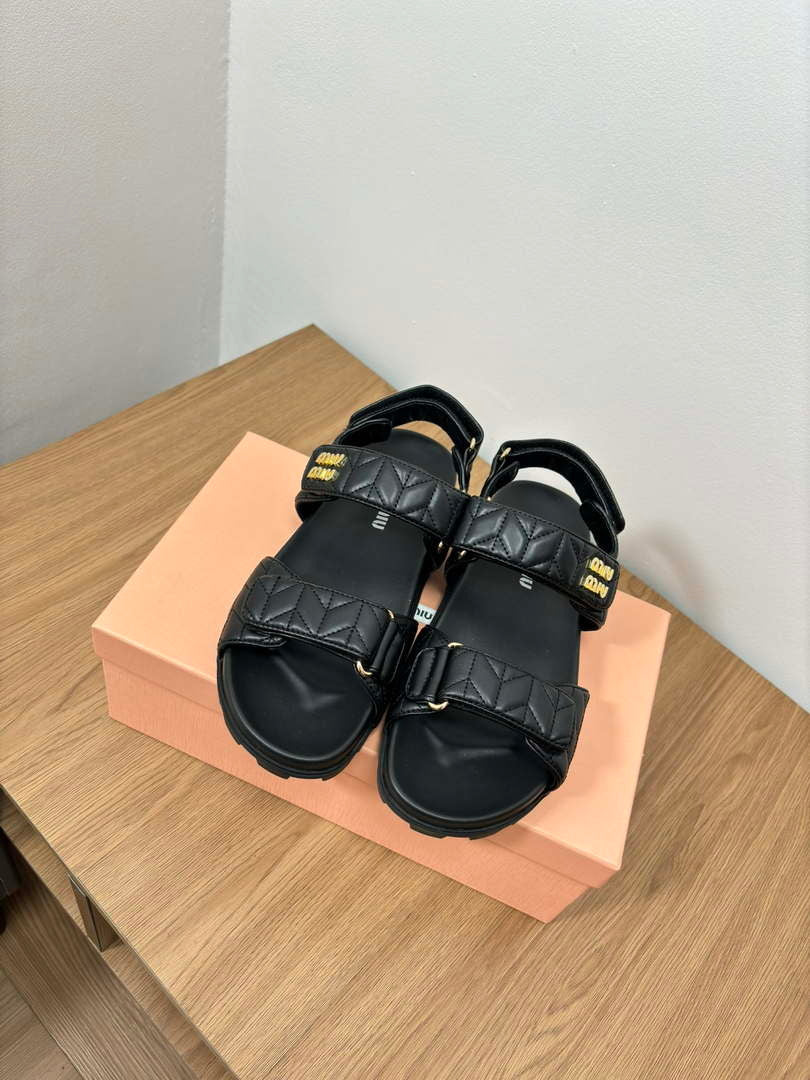 MiuMiu 5X135E Women's Sporty matelass¨¦ nappa leather sandals Miu8001