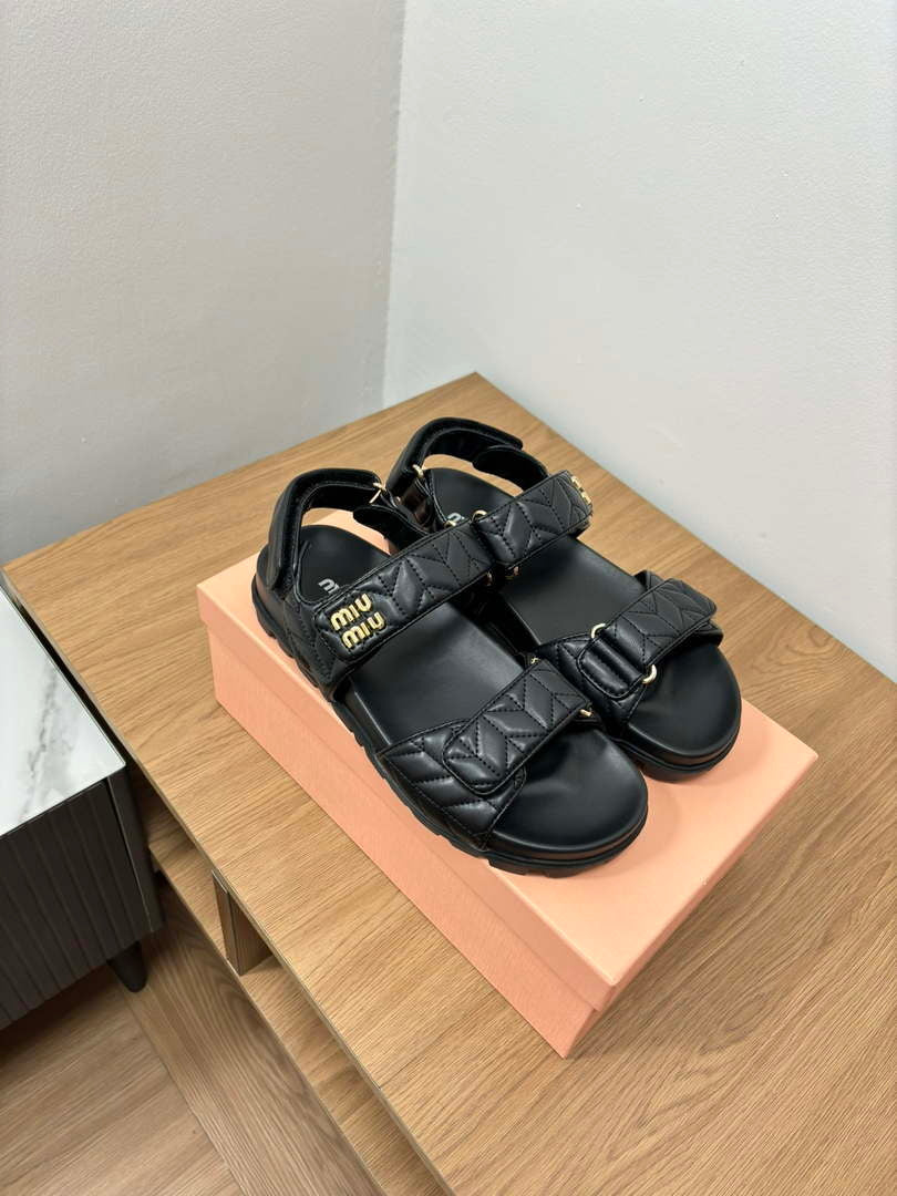 MiuMiu 5X135E Women's Sporty matelass¨¦ nappa leather sandals Miu8001