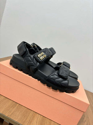 MiuMiu 5X135E Women's Sporty matelass¨¦ nappa leather sandals Miu8001 - Euro 35=US 4 - View 5
