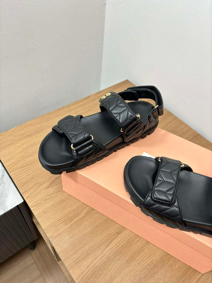 MiuMiu 5X135E Women's Sporty matelass¨¦ nappa leather sandals Miu8001