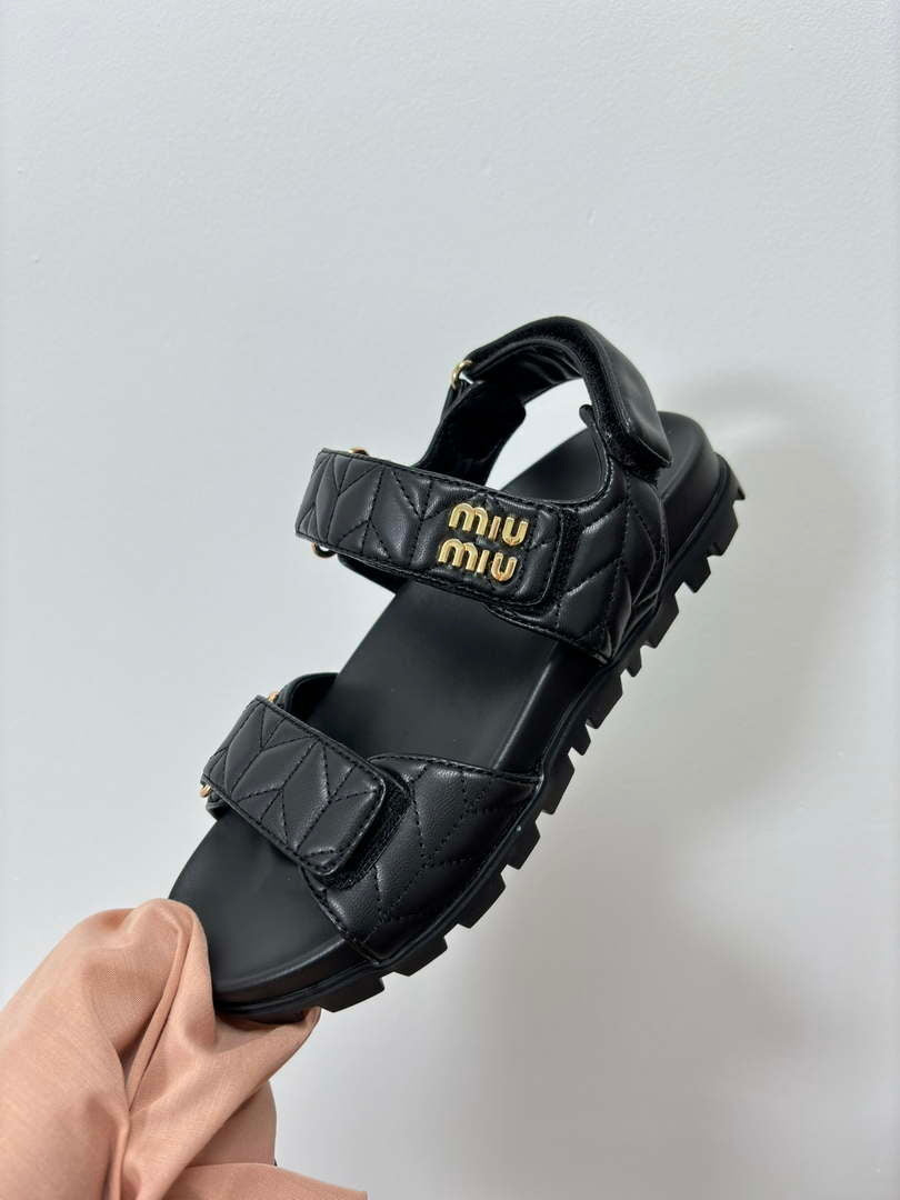 MiuMiu 5X135E Women's Sporty matelass¨¦ nappa leather sandals Miu8001