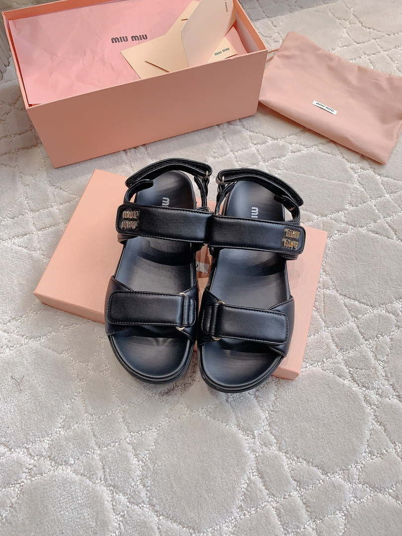 MiuMiu 5X135E Women's Sporty matelass¨¦ nappa leather sandals Miu80012