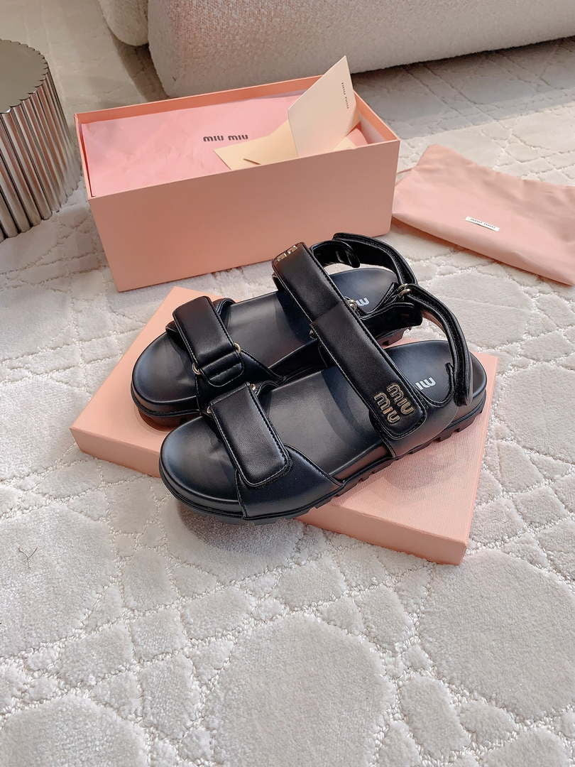 MiuMiu 5X135E Women's Sporty matelass¨¦ nappa leather sandals Miu80012