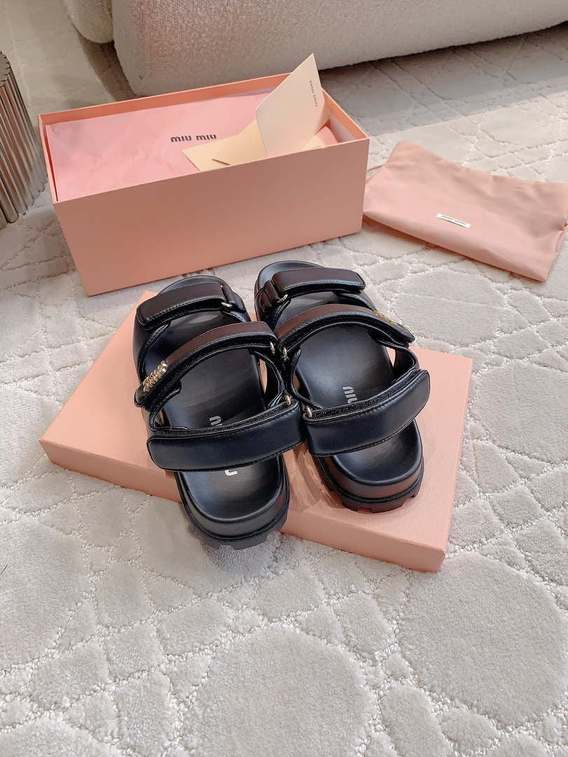 MiuMiu 5X135E Women's Sporty matelass¨¦ nappa leather sandals Miu80012