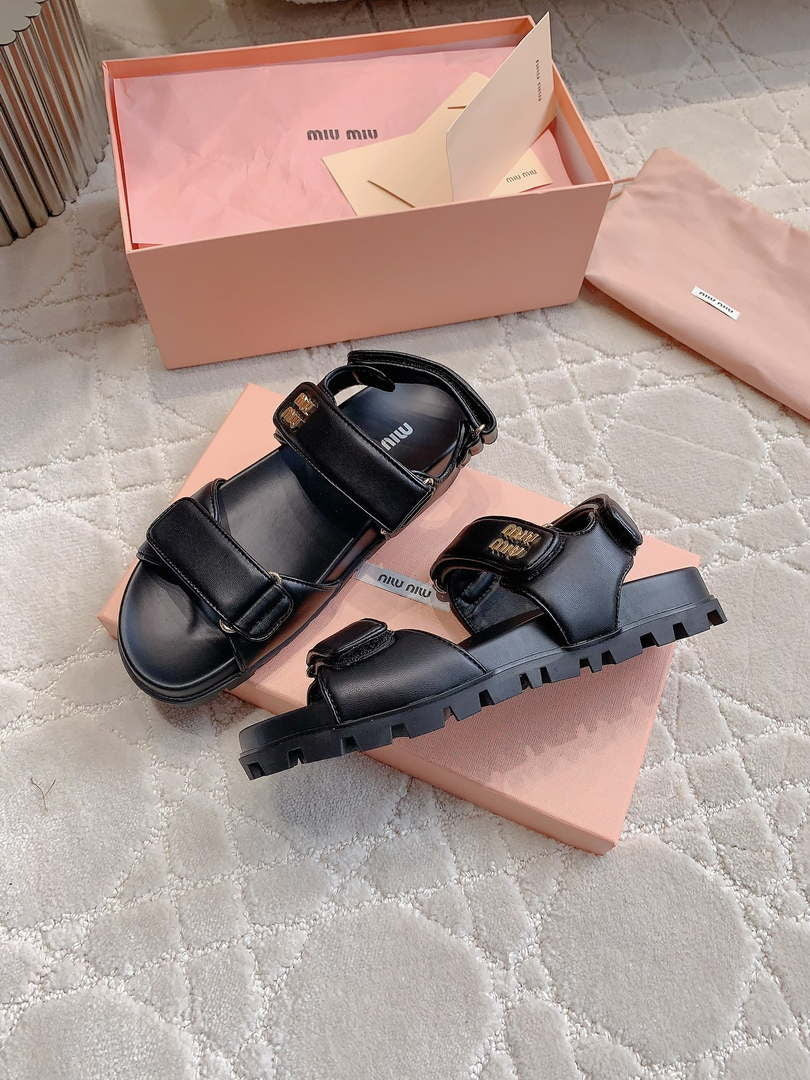 MiuMiu 5X135E Women's Sporty matelass¨¦ nappa leather sandals Miu80012