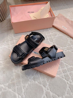 MiuMiu 5X135E Women's Sporty matelass¨¦ nappa leather sandals Miu80012 - Euro 35=US 4 - View 5