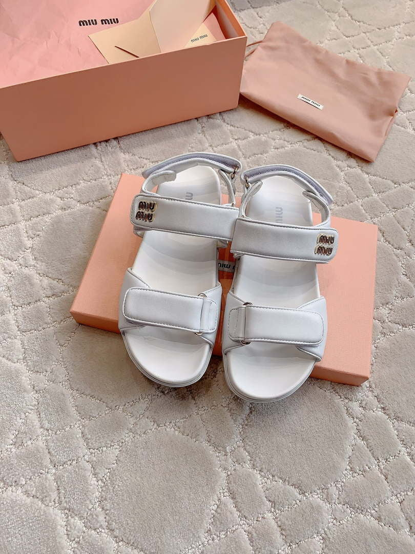 MiuMiu 5X135E Women's Sporty matelass¨¦ nappa leather sandals Miu80013