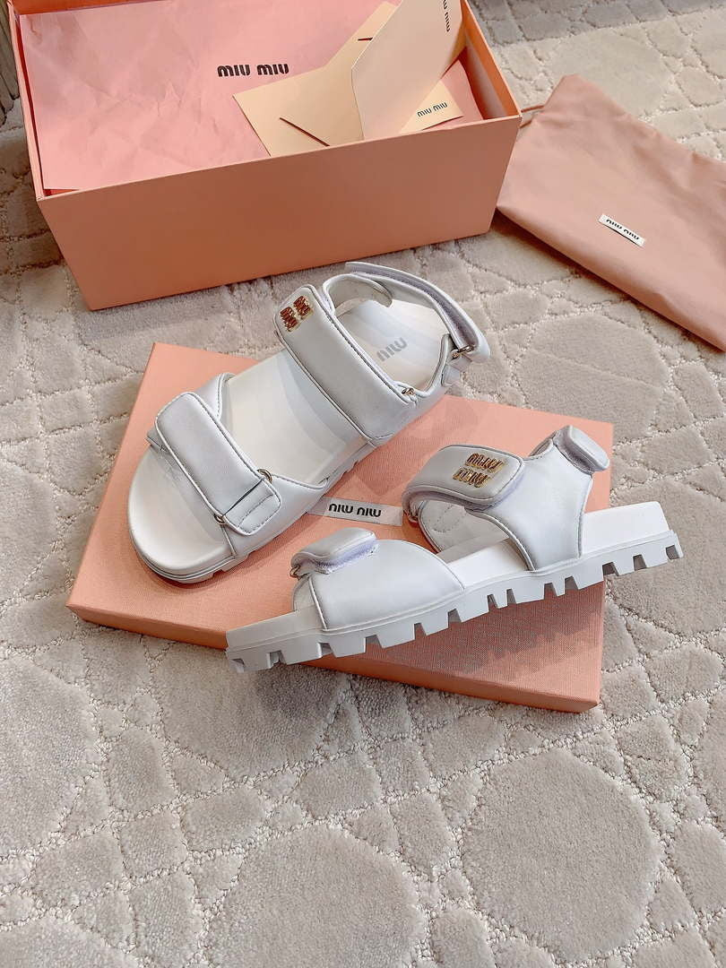 MiuMiu 5X135E Women's Sporty matelass¨¦ nappa leather sandals Miu80013