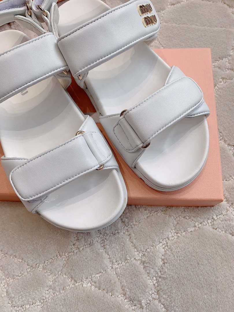MiuMiu 5X135E Women's Sporty matelass¨¦ nappa leather sandals Miu80013