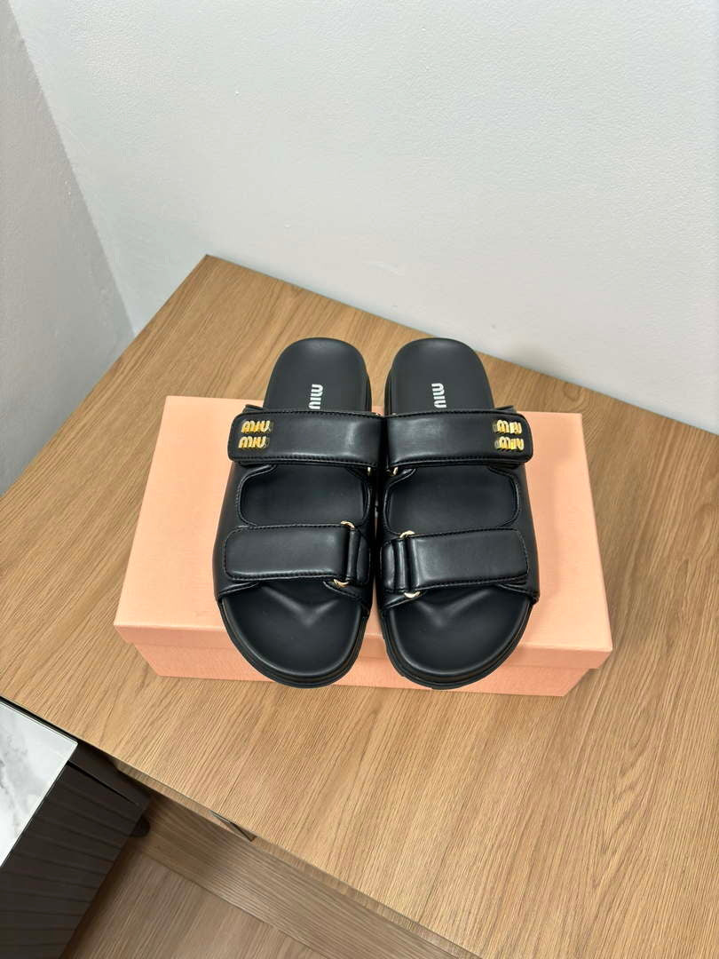 MiuMiu 5X135E Women's Sporty matelass¨¦ nappa leather sandals Miu80014