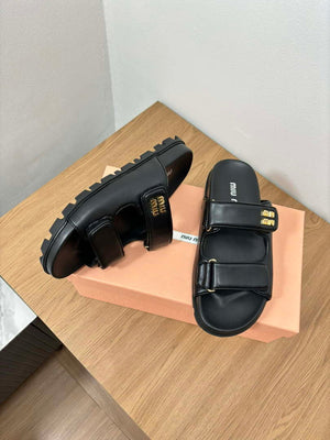 MiuMiu 5X135E Women's Sporty matelass¨¦ nappa leather sandals Miu80014 - Euro 35=US 4 - View 3