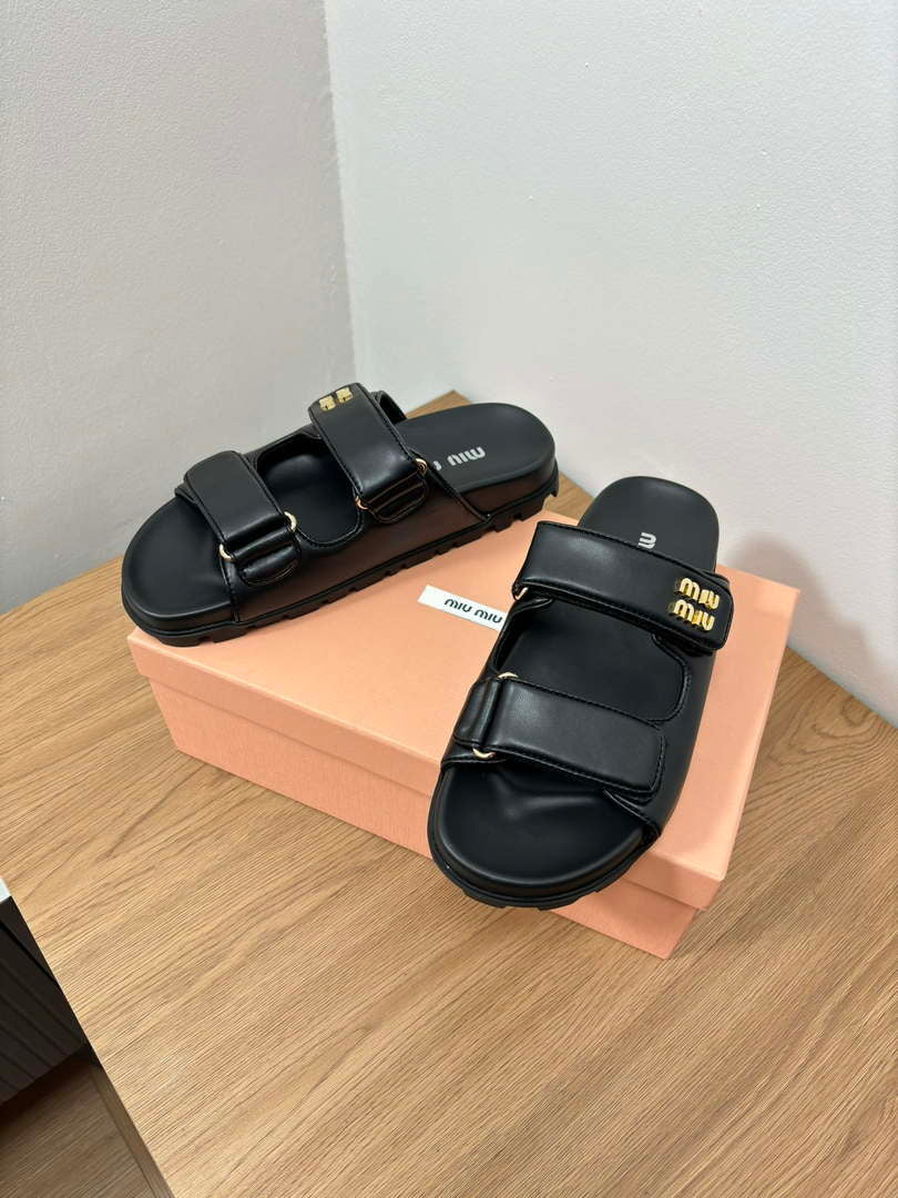 MiuMiu 5X135E Women's Sporty matelass¨¦ nappa leather sandals Miu80014