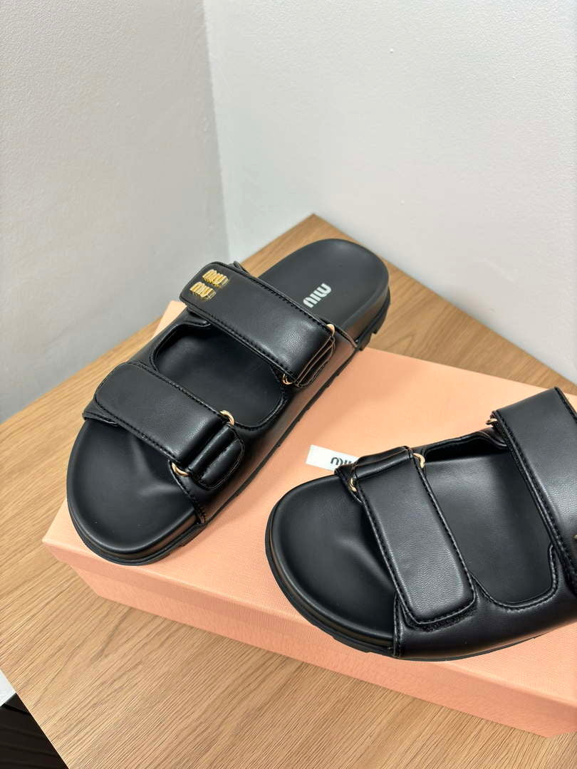 MiuMiu 5X135E Women's Sporty matelass¨¦ nappa leather sandals Miu80014