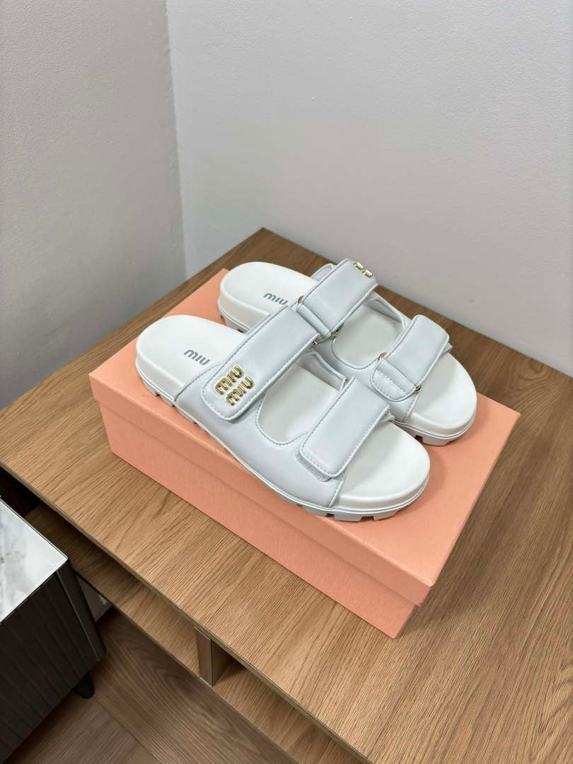 MiuMiu 5X135E Women's Sporty matelass¨¦ nappa leather sandals Miu80015