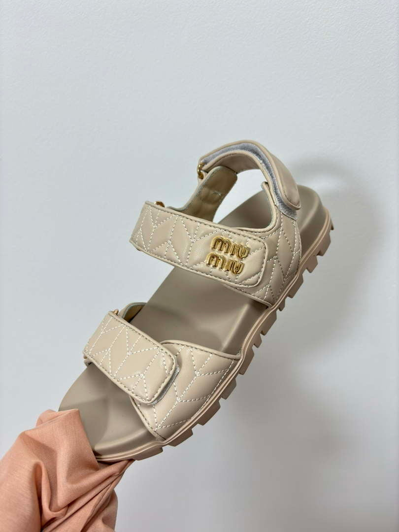 MiuMiu 5X135E Women's Sporty matelass¨¦ nappa leather sandals Miu8003
