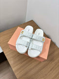 MiuMiu 5X135E Women's Sporty matelass¨¦ nappa leather sandals Miu8007