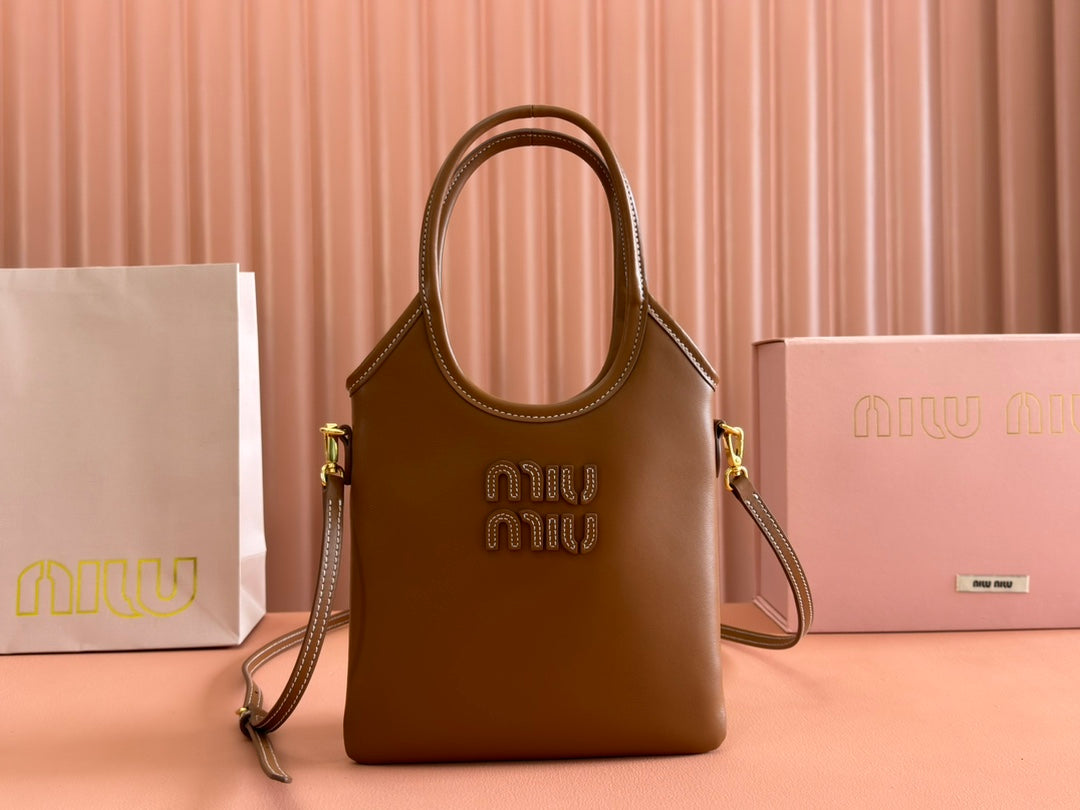 MiuMiu Ivy leather bag 5BA281 Brown