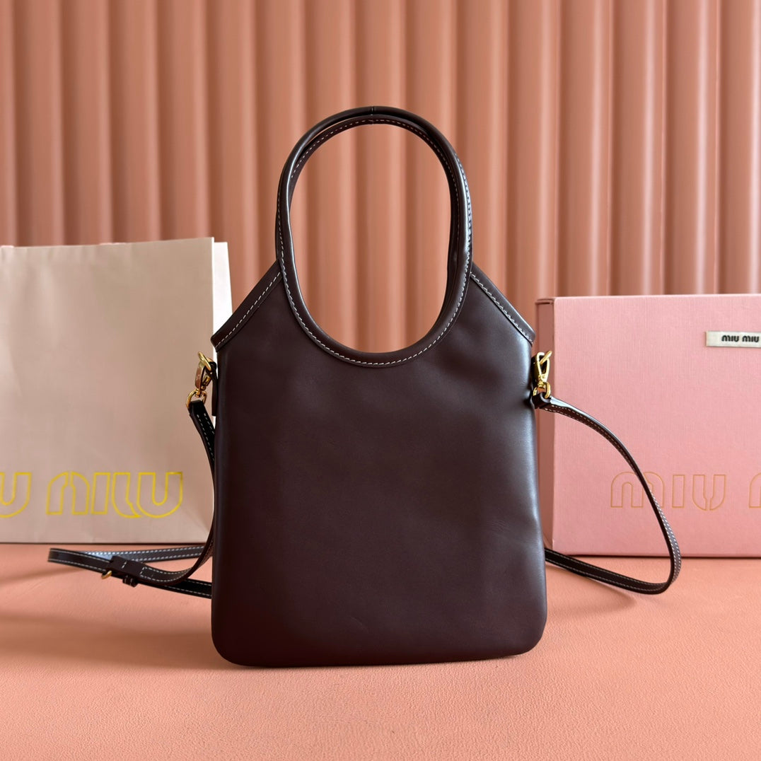 MiuMiu Ivy leather bag 5BA281 Dark Brown