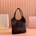 MiuMiu Ivy Pieced leather bag 5BA281 Dark Brown