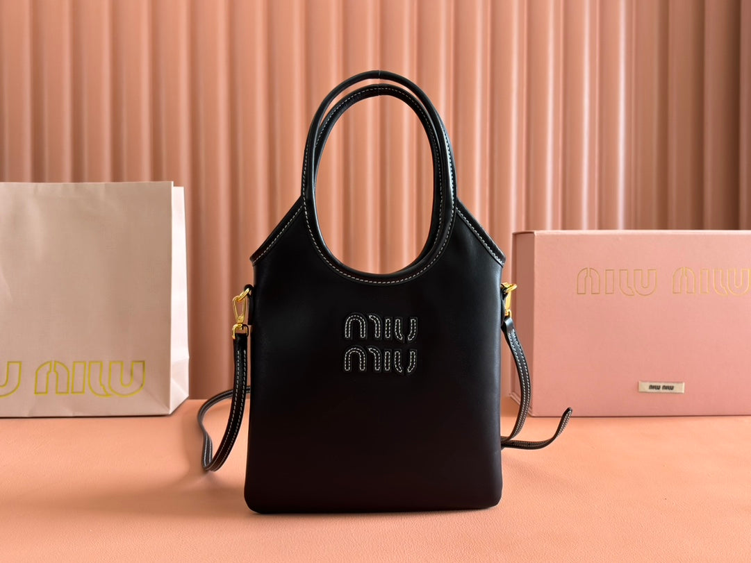 MiuMiu Ivy leather bag 5BA281 Black