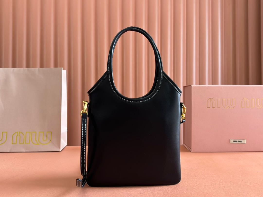 MiuMiu Ivy leather bag 5BA281 Black