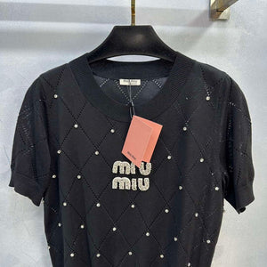 MiuMiu Women's T-shirt Fashion Clothing M99125 - S / Black - View 6