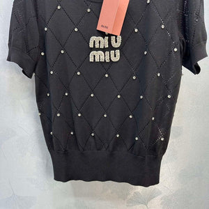 MiuMiu Women's T-shirt Fashion Clothing M99125 - S / Black - View 7