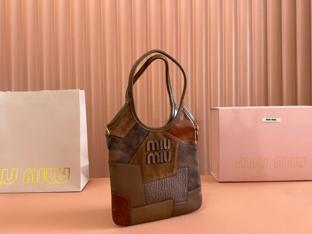 MiuMiu Ivy Pieced leather bag 5BA281 Brown