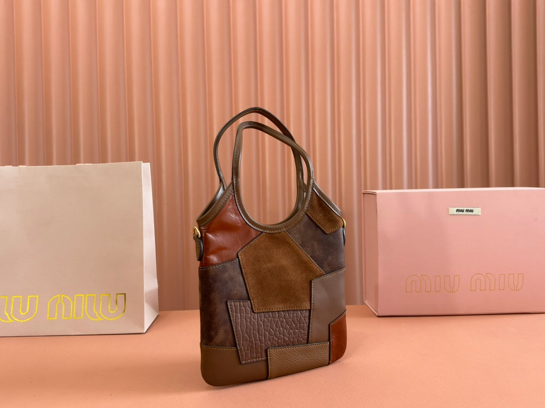 MiuMiu Ivy Pieced leather bag 5BA281 Brown