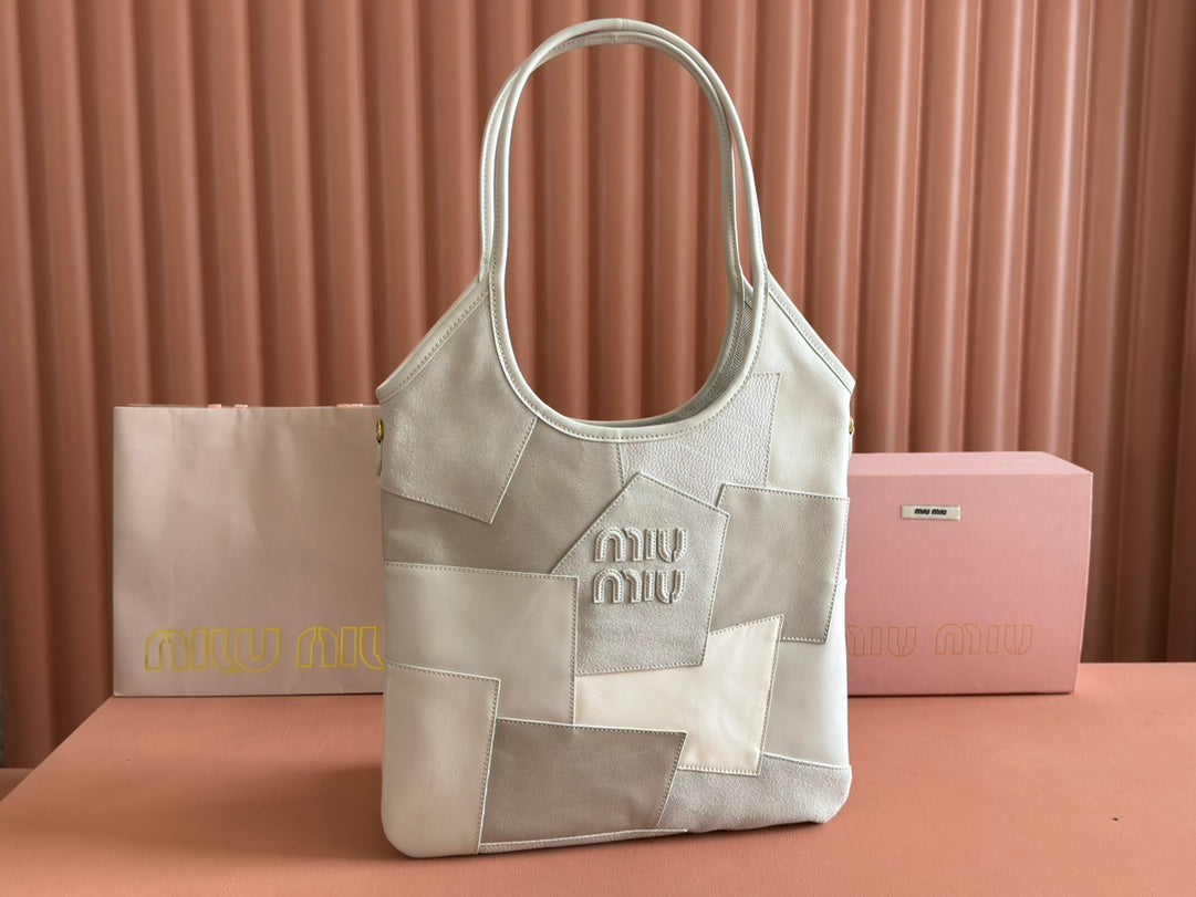 MiuMiu Ivy Pieced leather bag 5BA281 White
