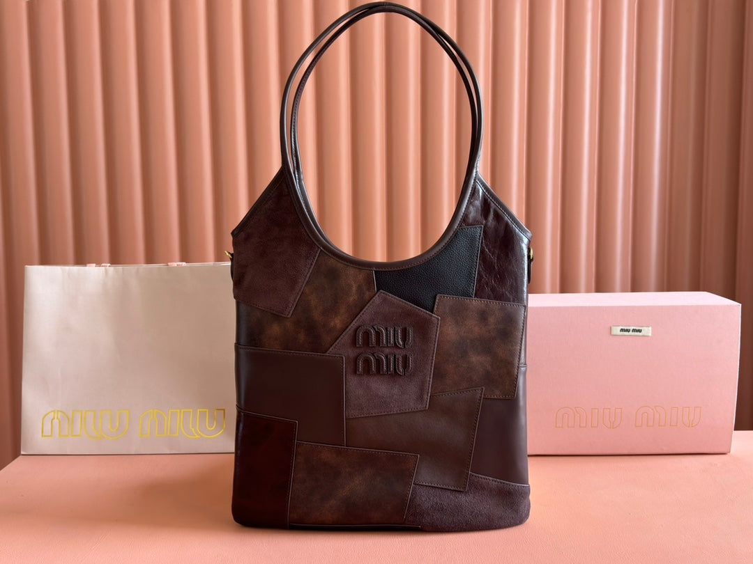 MiuMiu Ivy Pieced leather bag 5BA281 Wine Red