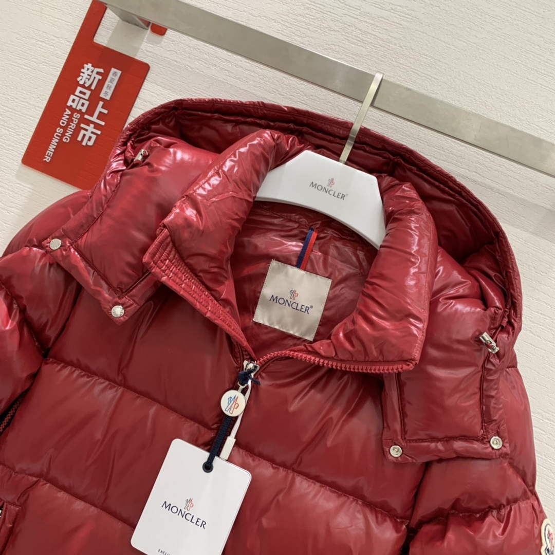 Moncler H20911A Women's Men's Lunetiere Short Down Jacket Red 88643