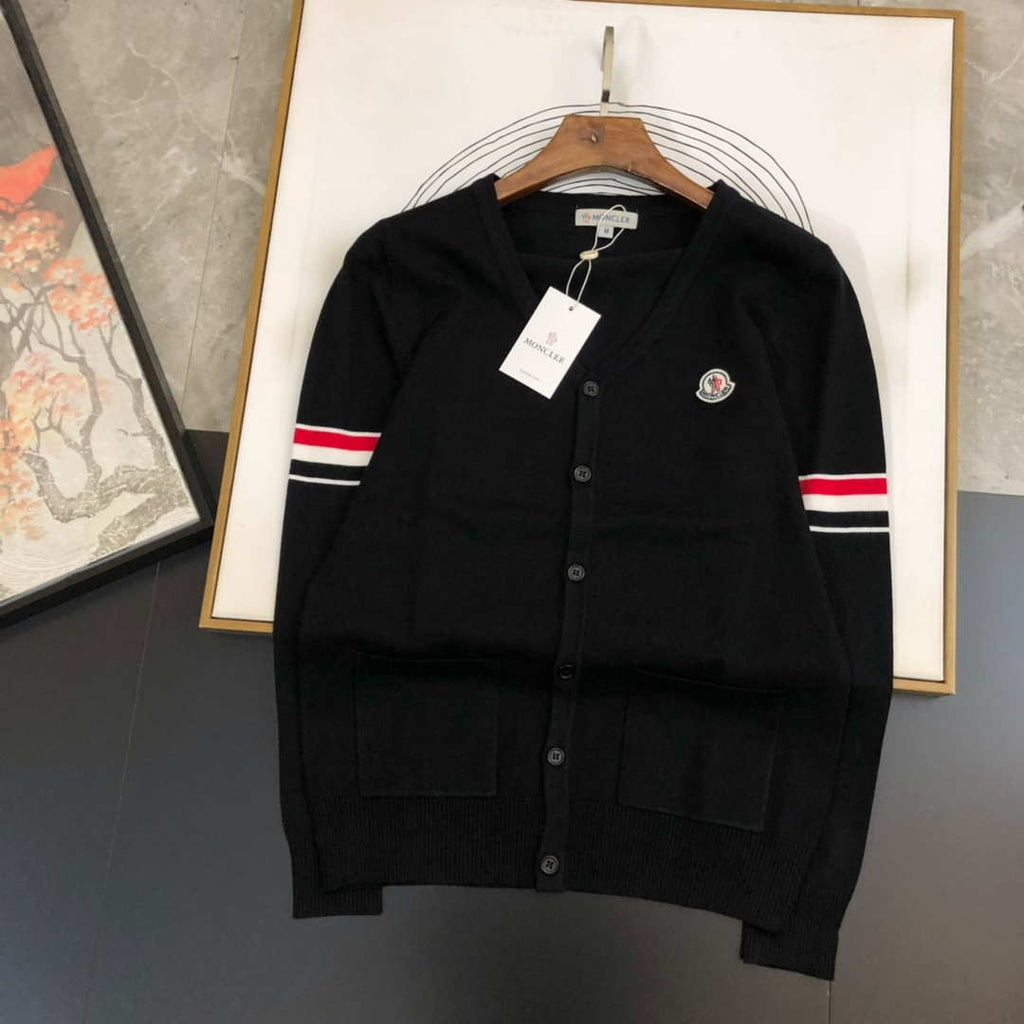 Moncler Men's H10919C00021 Designer Logo Wool Blend Cardigans Sweater M70013