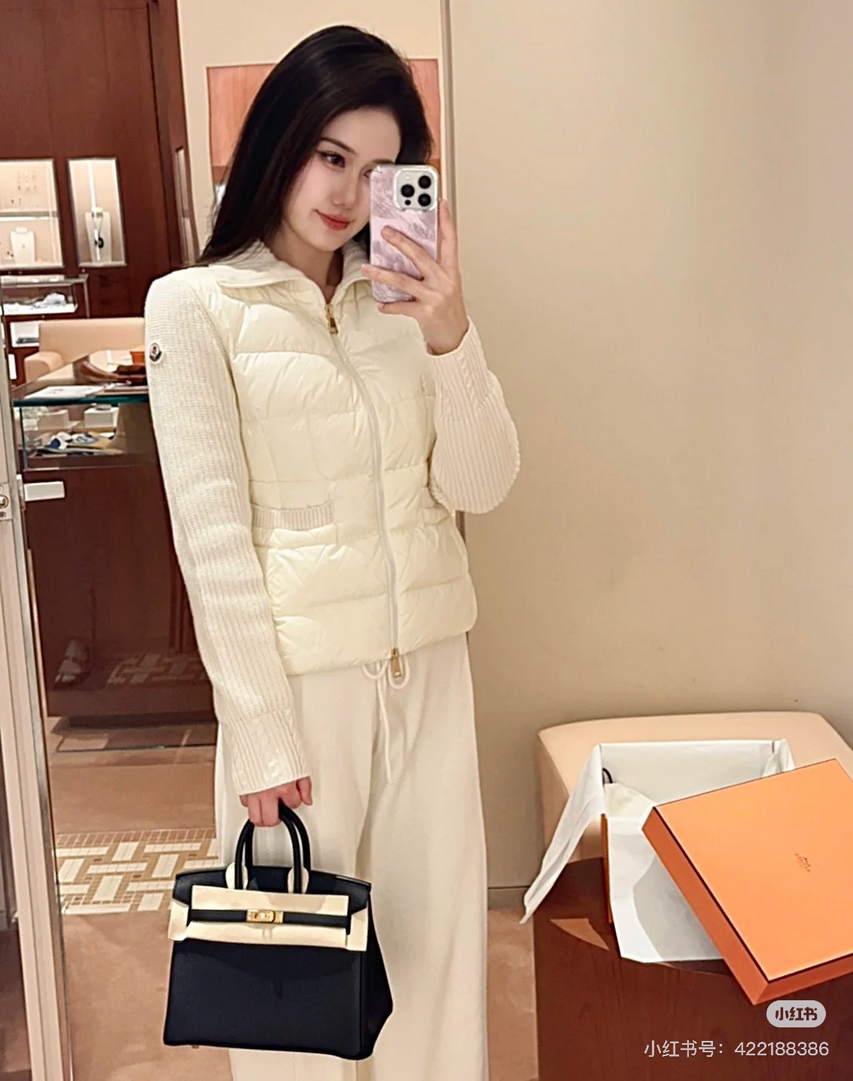 Moncler Women Knitted patchwork  Down Jacket M66013