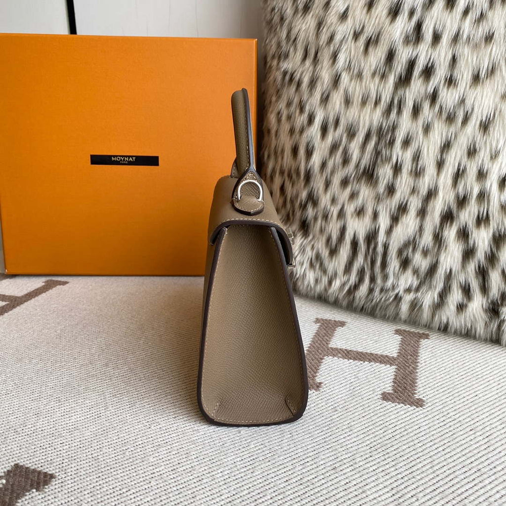 Moynat MC8L7V Elephant Gray Poudre Gabrielle BB Silver Hardware Mt1003