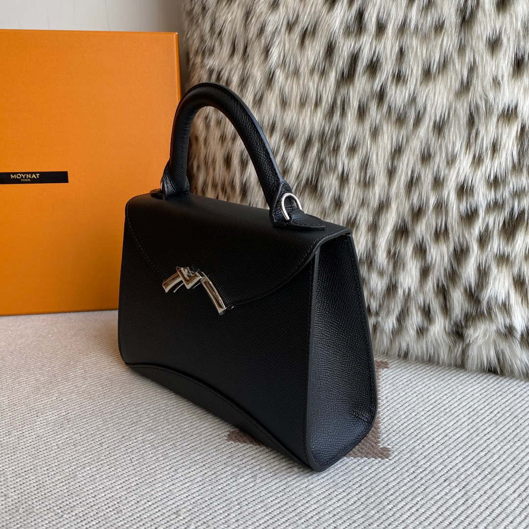 Moynat MC8L7V Black Poudre Gabrielle BB Silver Hardware Mt1002