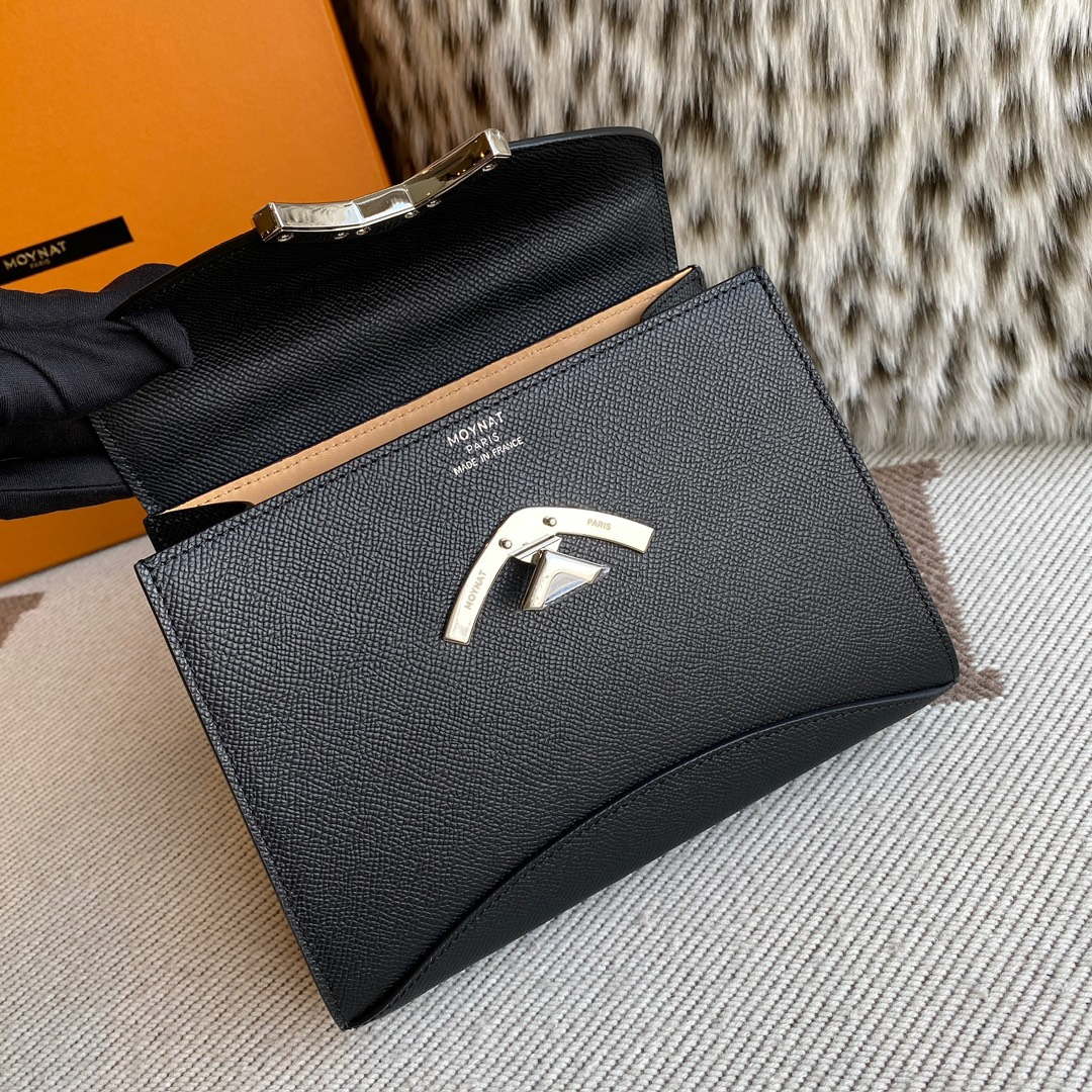 Moynat MC8L7V Black Poudre Gabrielle BB Silver Hardware Mt1002